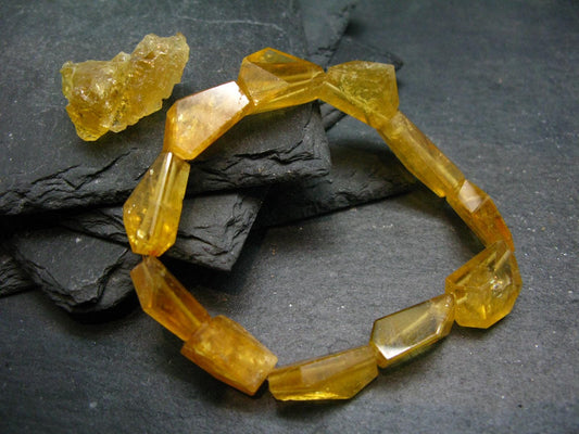 Heliodor Golden Beryl Genuine Bracelet ~ 7 Inches ~ 16mm Facetted Beads