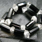 Black Tourmaline & Herkimer Diamond Genuine Bracelet ~ 7.5 Inches ~ 12mm Crystal Beads