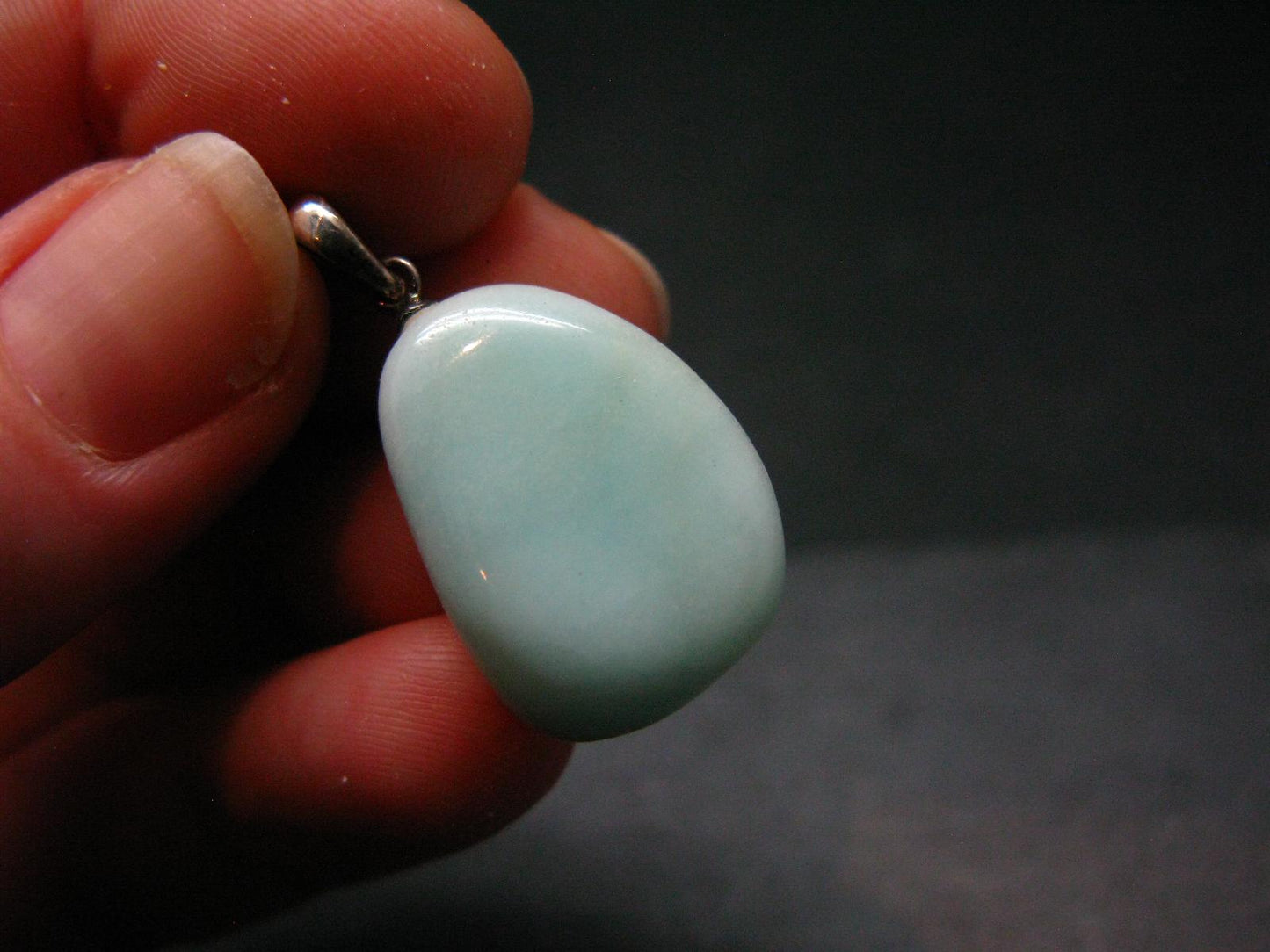 Rare Blue Larimar Pectolite Silver Pendant From Dominican Republic - 1.1" - 4.68 Grams