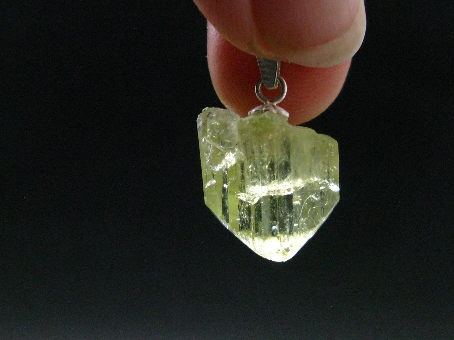 Brazilianite Crystal Silver Pendant From Brazil - 0.8" - 2.08 Grams