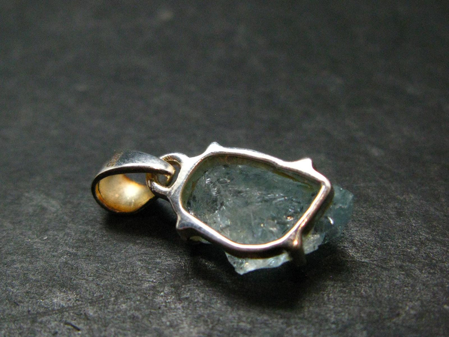 Fantastic Gemmy Aquamarine Crystal Silver Pendant From Brazil - 0.9" - 1.55 Grams