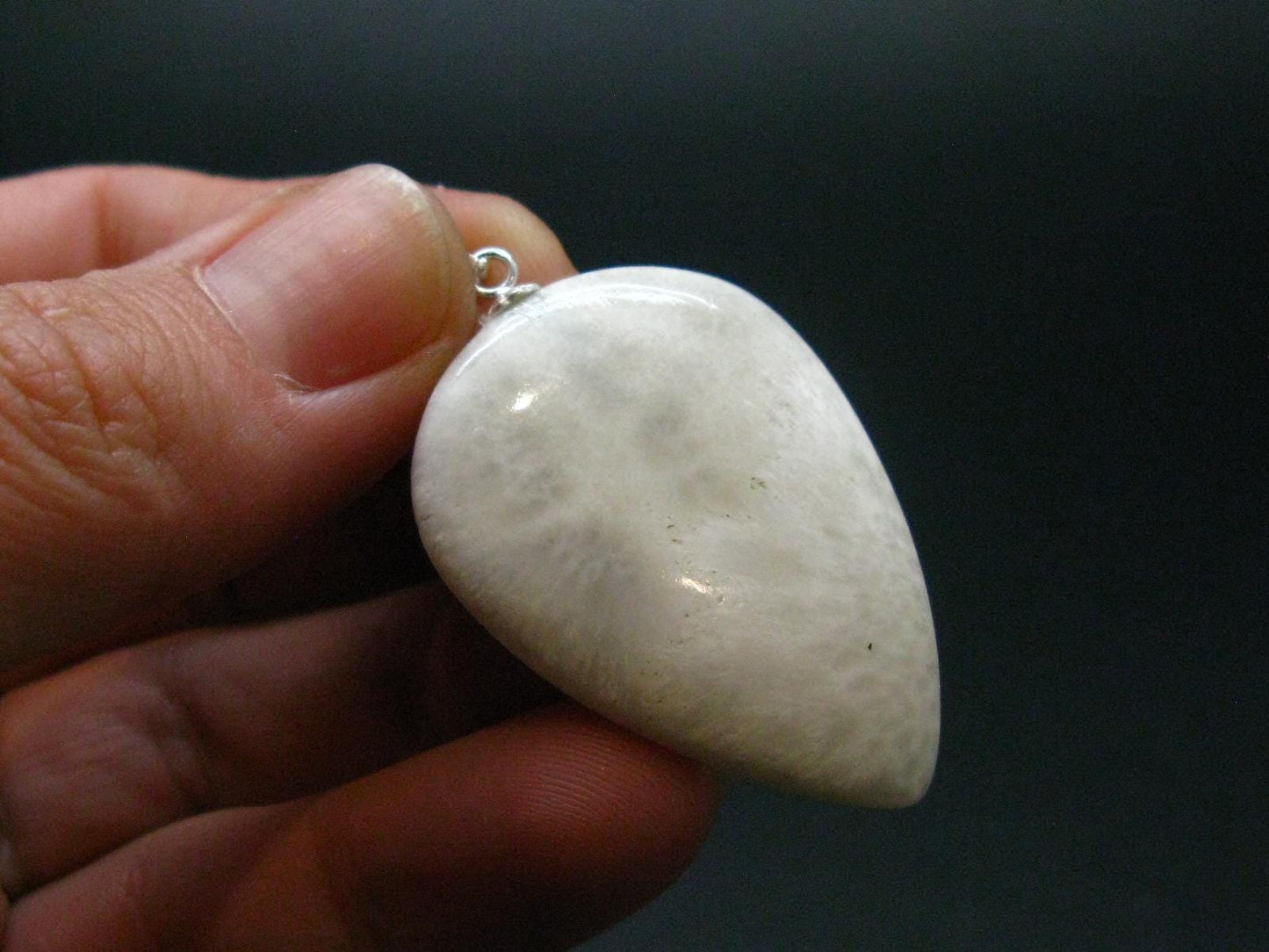 Scolecite Silver Pendant From India - 1.6"