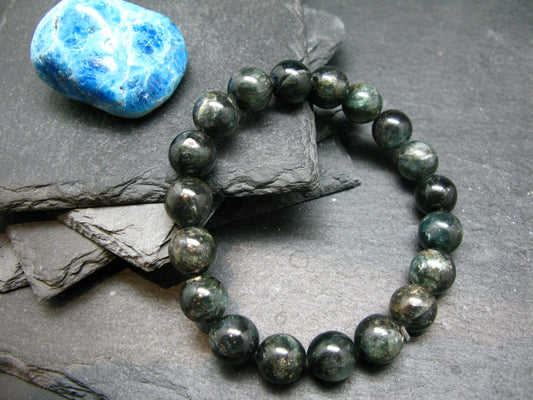 Dark Green Apatite Genuine Bracelet ~ 7 Inches ~ 10mm Round Beads