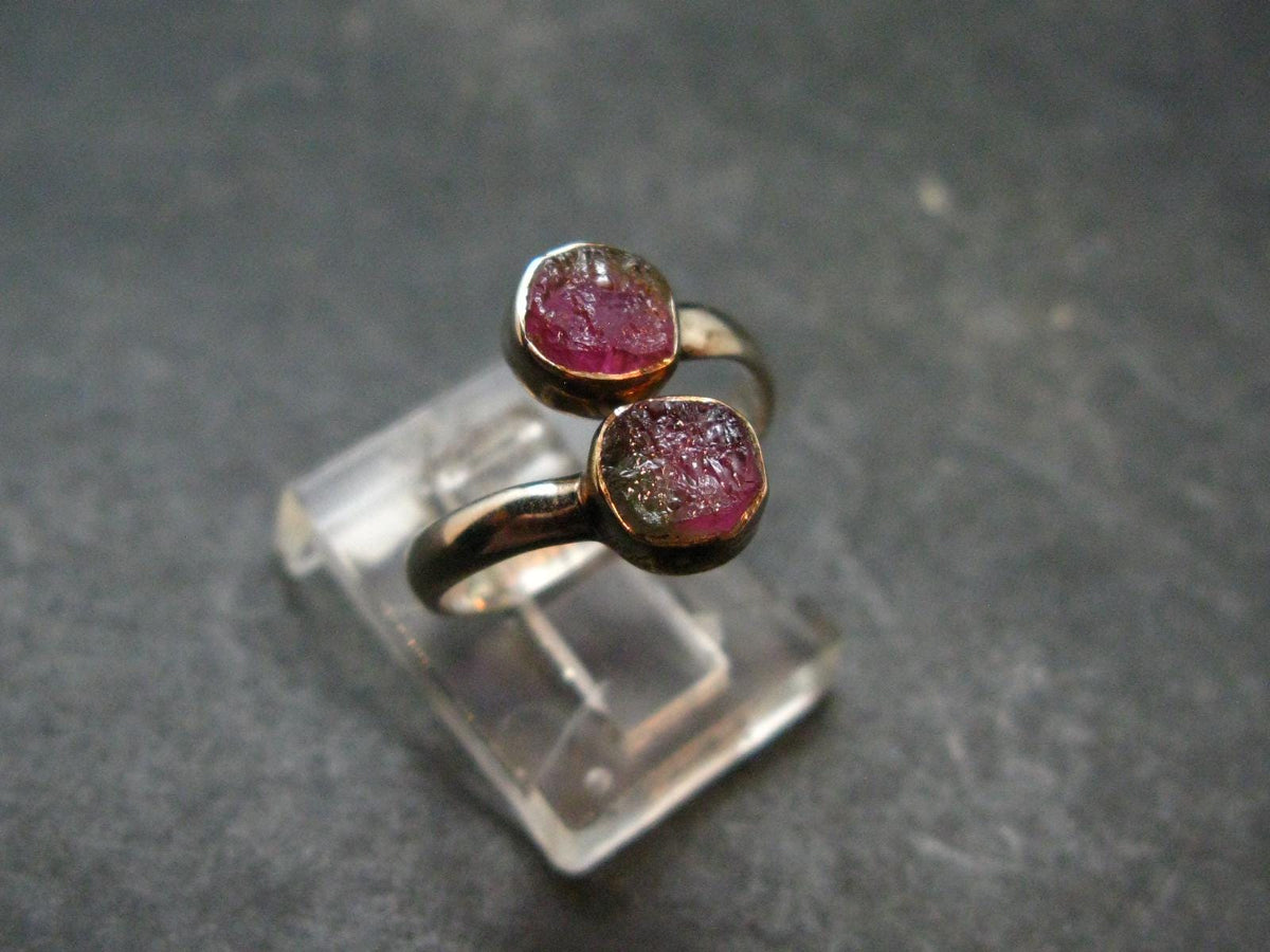 Watermelon Tourmaline Sterling Silver Ring - Size 5 - 2.05 Grams