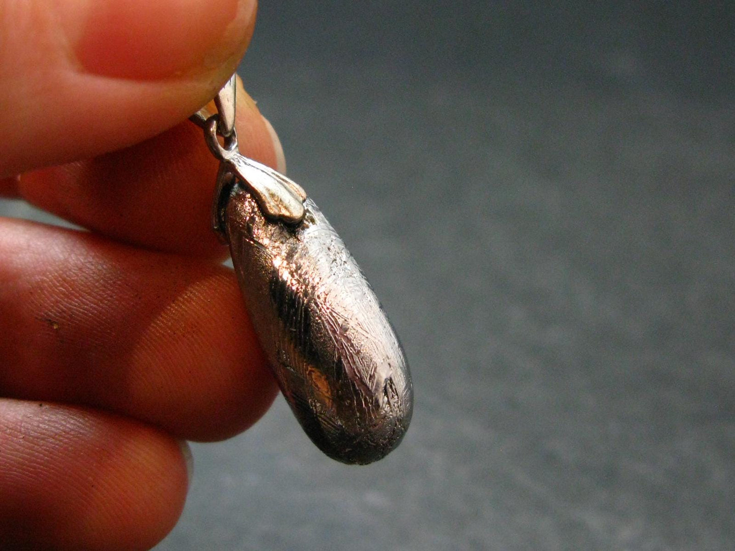 Muonionalusta Meteorite Silver Pendant from Sweden - 1.2" - 6.38 Grams