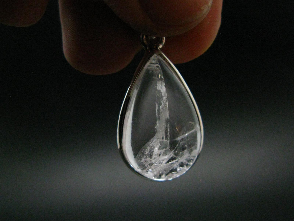 Nice Danburite Crystal Silver Pendant from Mexico - 1.2" - 4.40 Grams