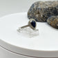 Pear Sapphire Halo Ring | Sterling Silver, September Birthstone (Size 7.5)