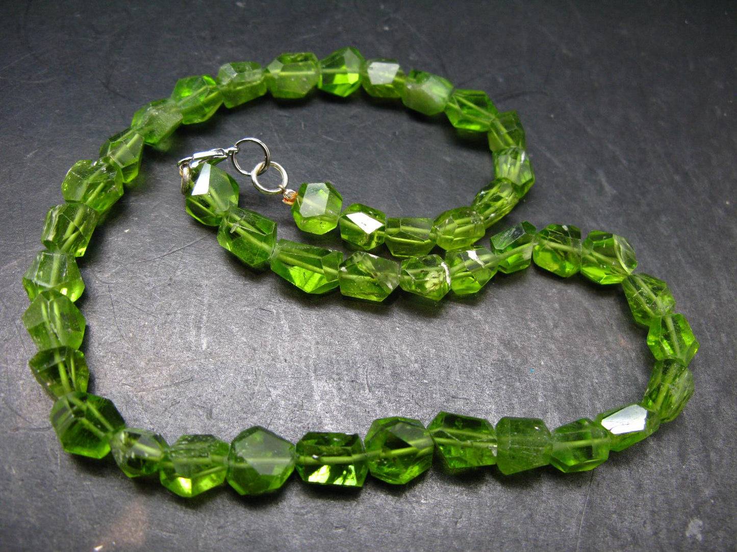Gem Olivine Peridot Beads Necklace From Pakistan - 17"