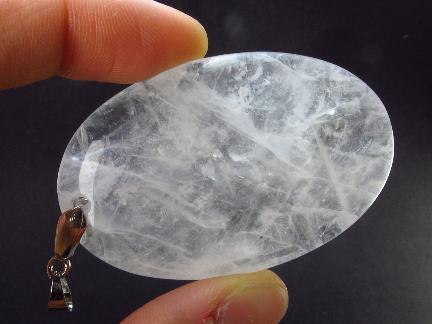 Set of 3 Natural Clear Quartz Crystal Pendants From Brazil