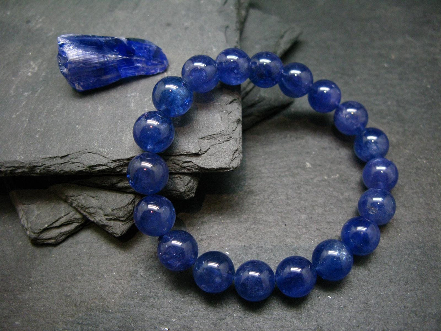 AAA Grade Gem Tanzanite Genuine Bracelet ~ 7 Inches ~ 10mm Round Beads