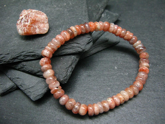 Sunstone Genuine Bracelet ~ 7 Inches ~ 7mm Rondelle Beads