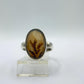 Elegant Dendritic Agate Oval Ring – Natural Scenic Pattern Statement Jewelry - Size 7