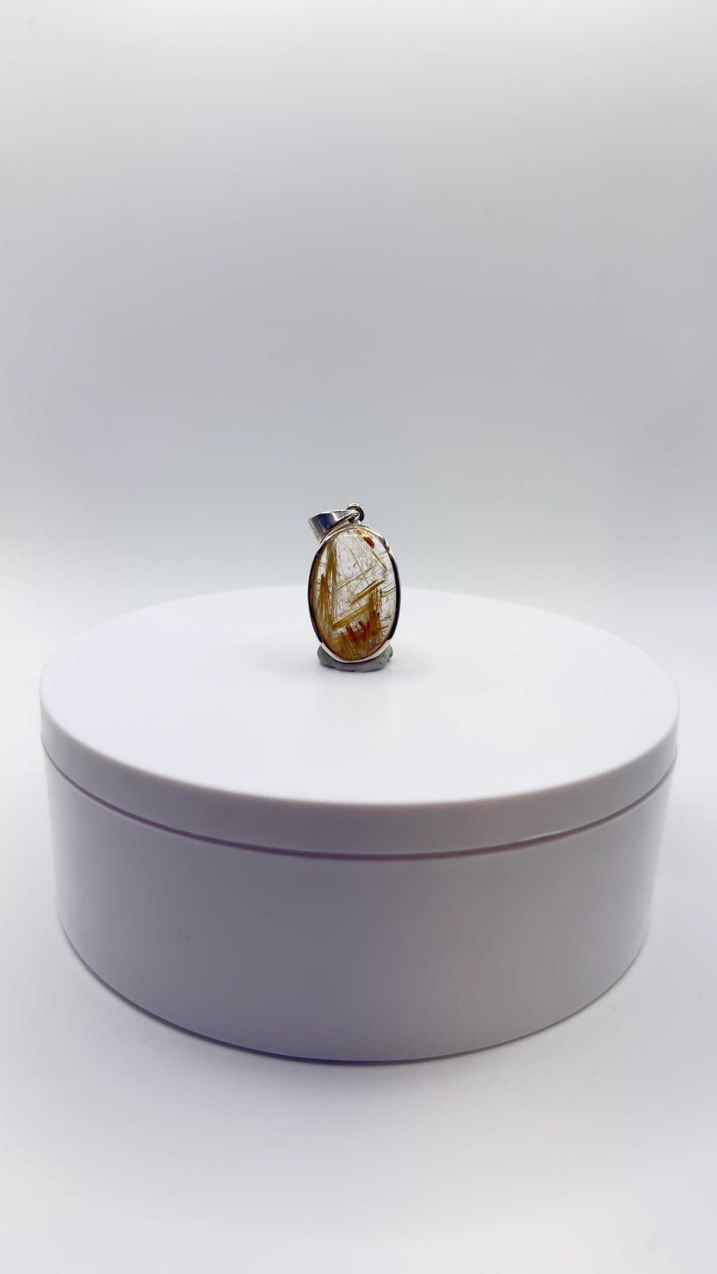 Natural Rutilated Quartz Pendant – Golden Needle Crystal in Sterling Silver