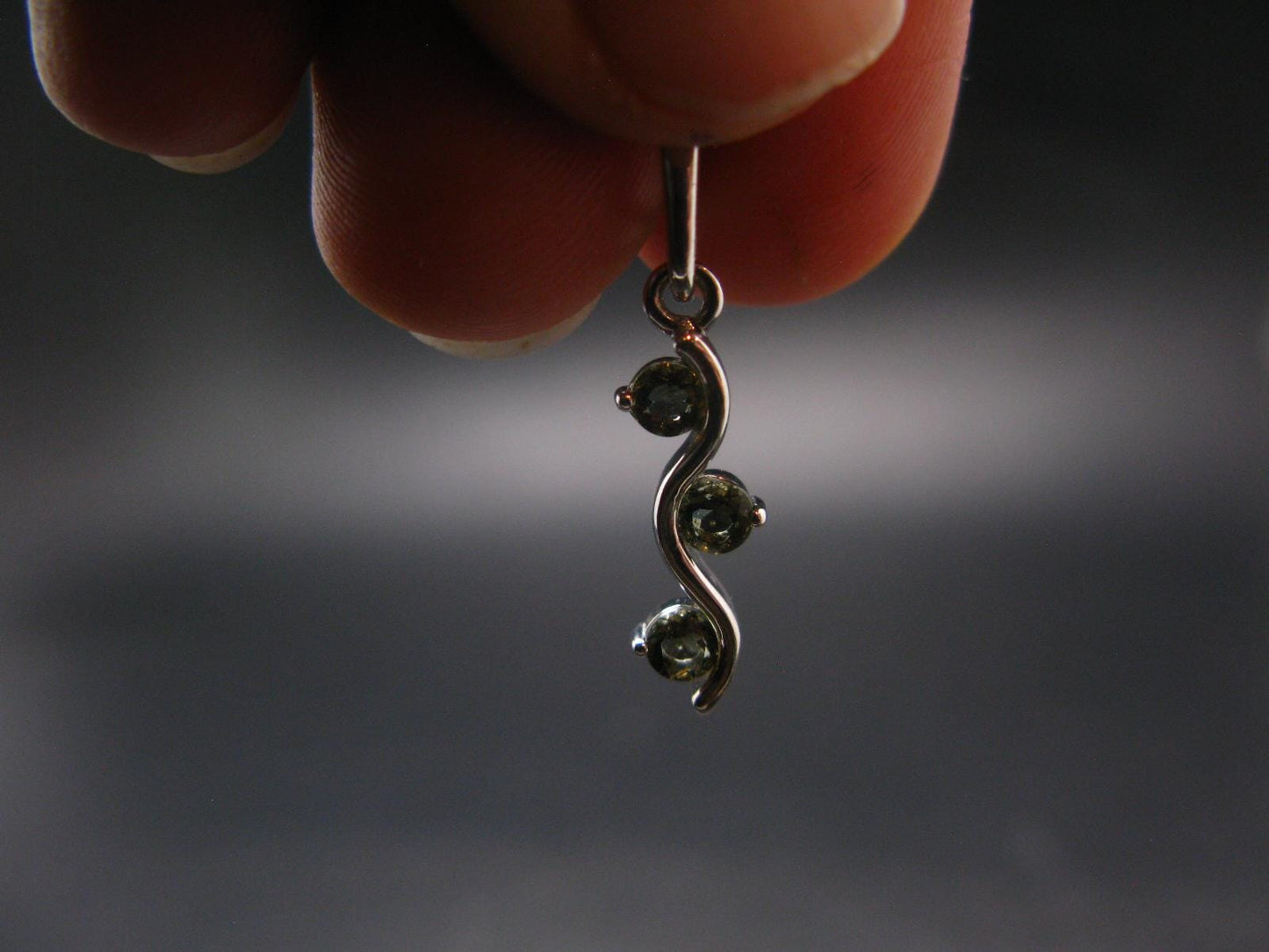 Moldavite Tektite Silver Pendant from Czech Republic - 1.0" - 1.21 Grams