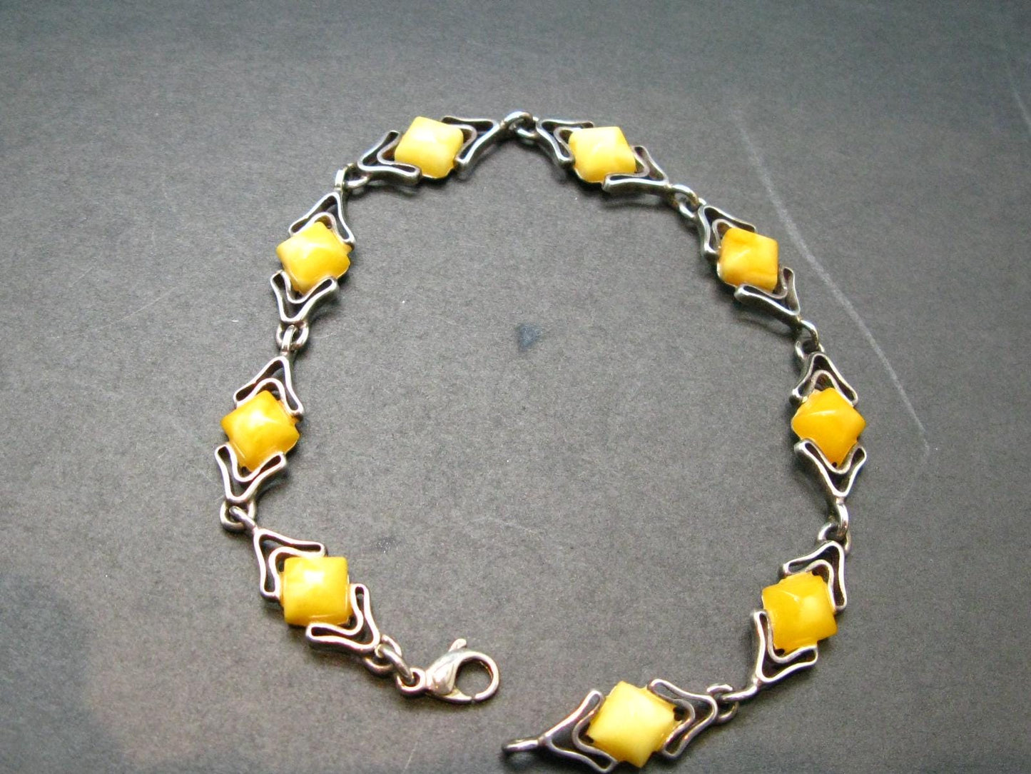 Natural Baltic Amber 925 Silver Bracelet - Size 7.5 Inches