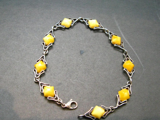 Natural Baltic Amber 925 Silver Bracelet - Size 7.5 Inches