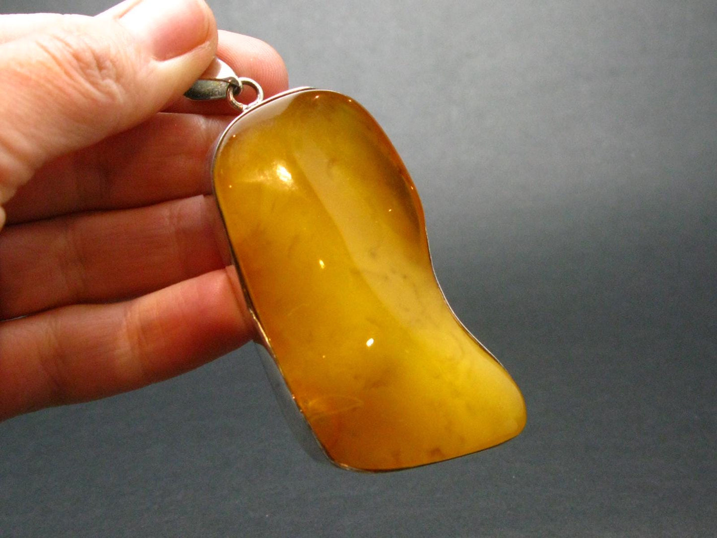 Natural Baltic Amber 925 Silver Pendant - 3.1"