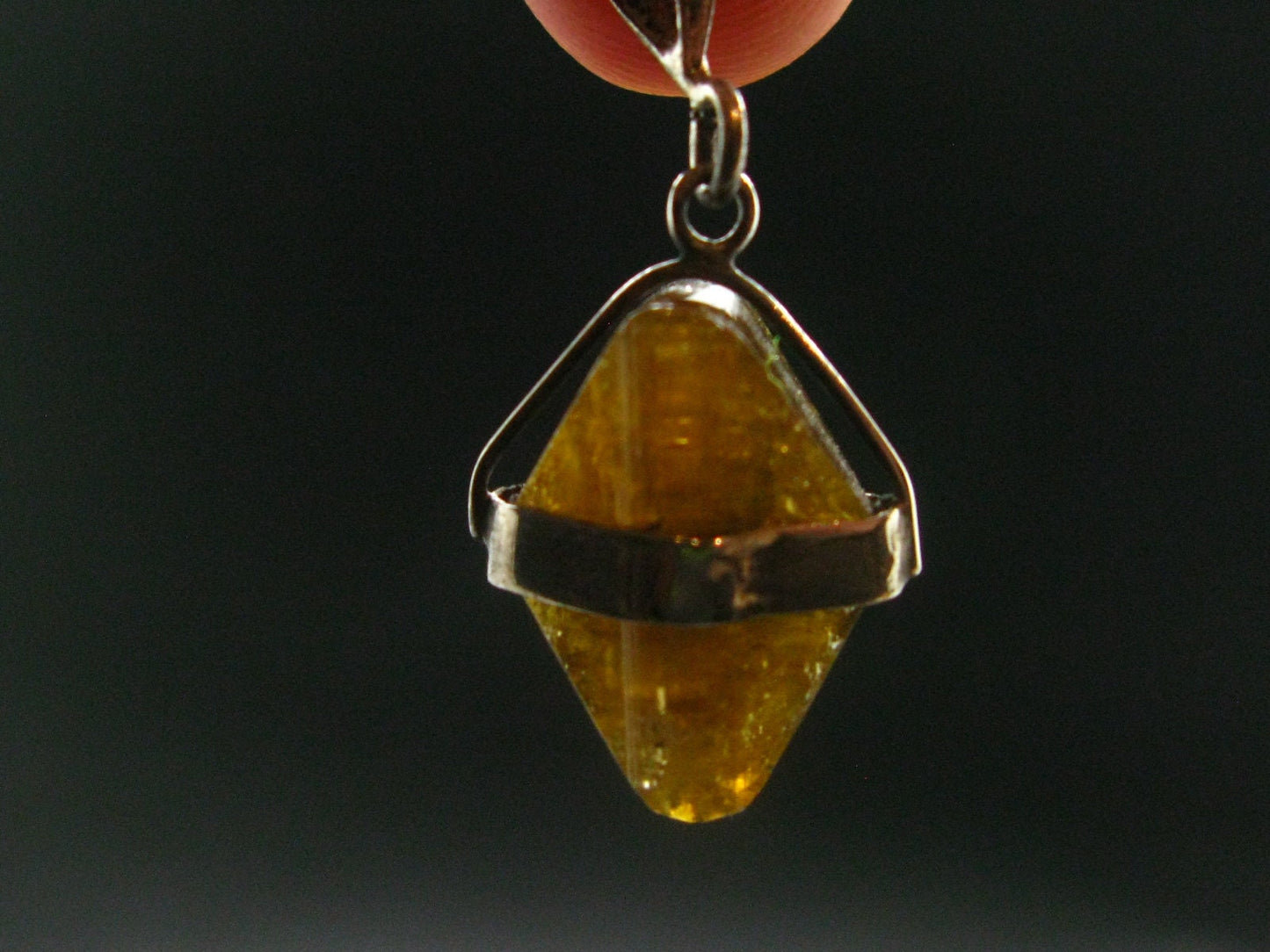 Nice Rare Terminated Epidote Crystal Silver Pendant From Peru - 1.3" - 3.30 Grams