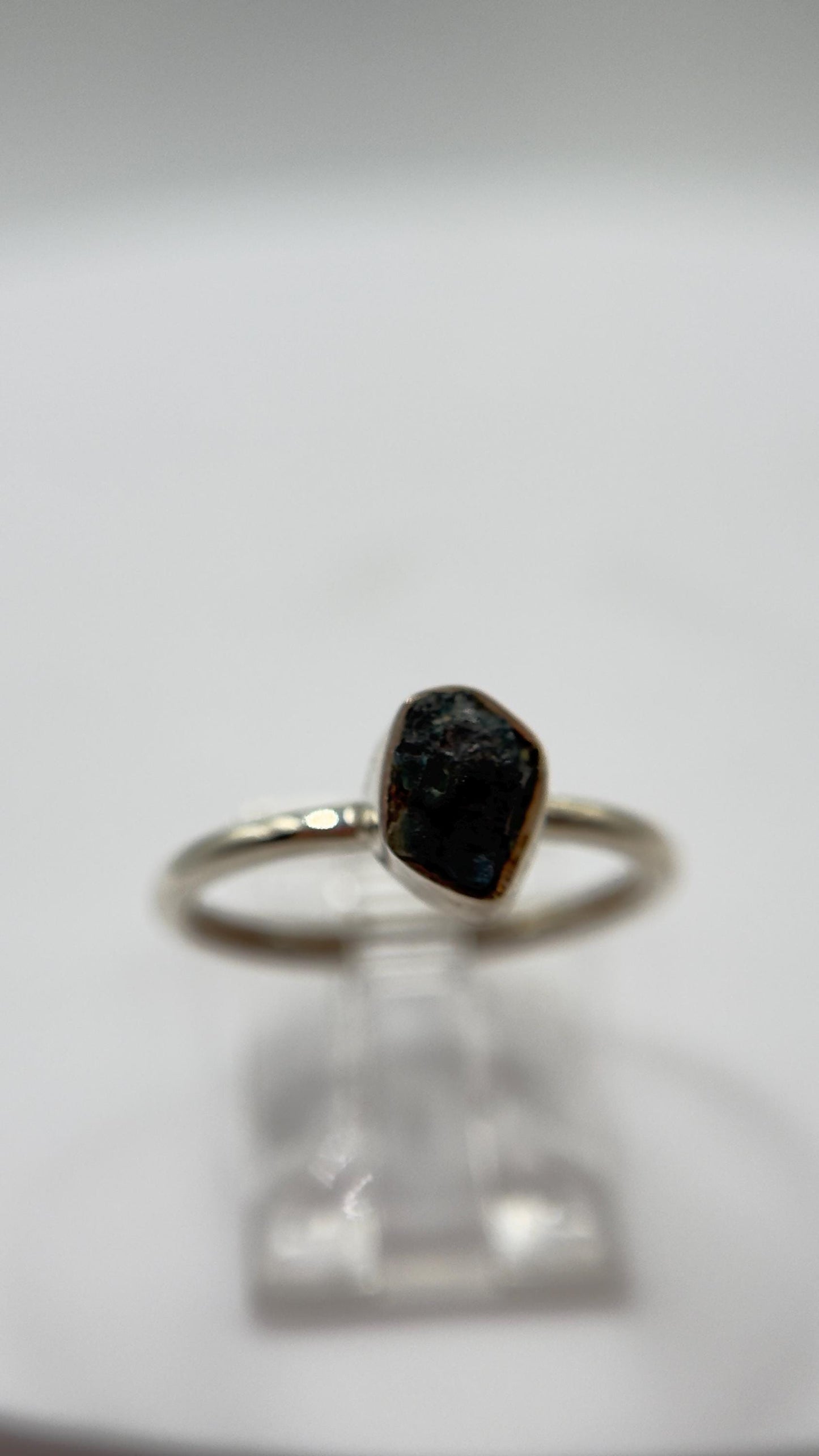 Grandidierite Ring Raw Blue Green Gemstone Silver Ring Minimalist Crystal Jewelry Gift