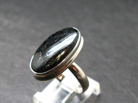 Real!! Very Rare Nuumite Nuummite Sterling Silver Ring from Greenland - 6.07 Grams - Size 7