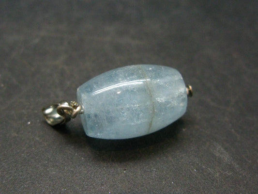 Aquamarine Gem Sterling Silver Pendant From Brazil - 1.1" - 4.07 Grams