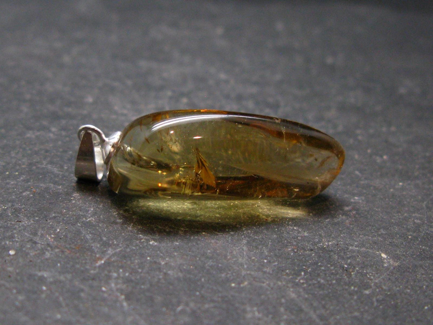 Natural Unheated Citrine Sterling Silver Pendant from Zambia - 1.2" - 3.09 Grams