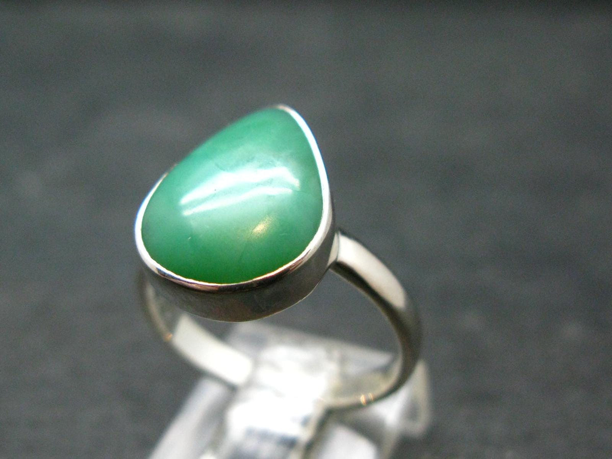 Natural Apple Green Chrysoprase 925 Sterling Silver Ring From Australia - 3.34 Grams - Size 7