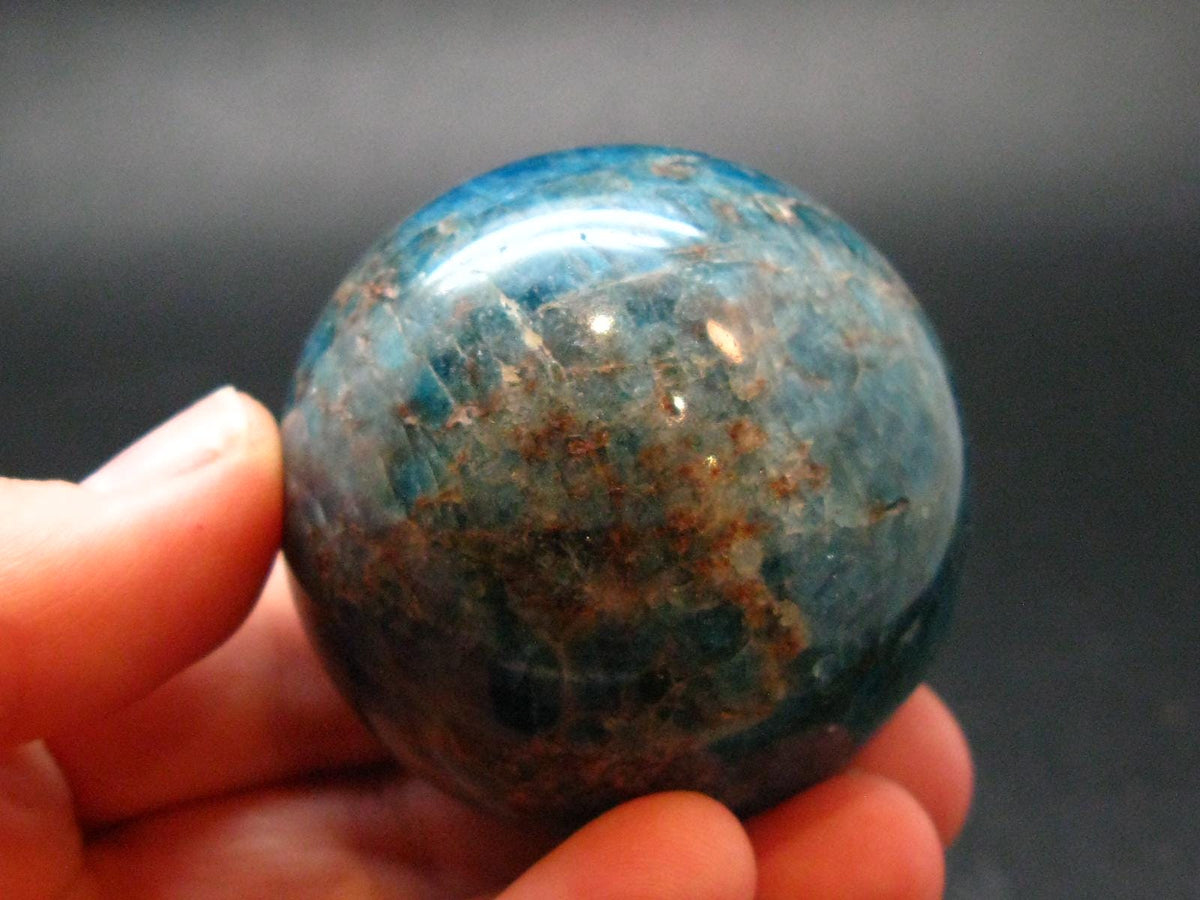 Large neon blue Apatite sphere from Madagascar- 162.0 - 1.8"
