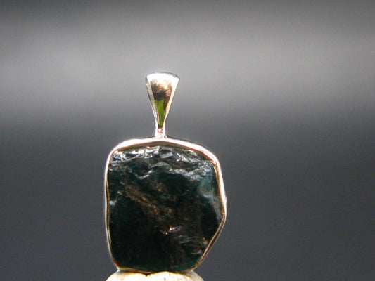 Extremely Rare Rough Grandidierite Silver Pendant From Madagascar - 0.7" - 1.44 Grams