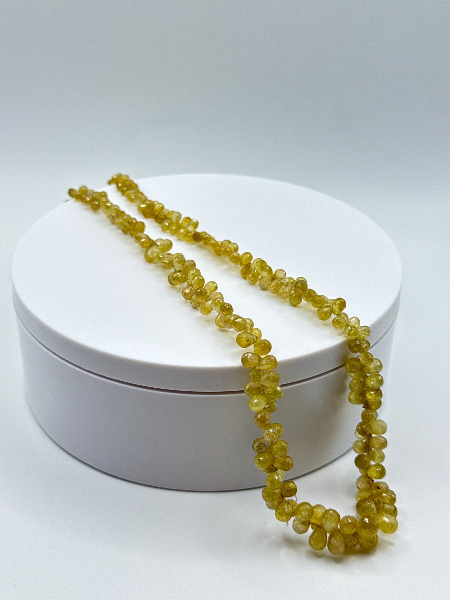 Yellow Sapphire Beaded Necklace: Genuine Gemstone Healing Crystal - 17 in