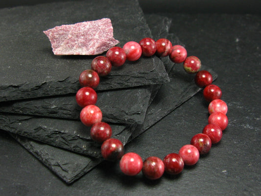 Thulite Genuine Bracelet ~ 7 Inches ~ 8mm Round Beads