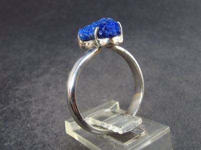 Deep Blue Evening Sky Above Desert!! Saturated Royal Blue Rough Azurite Sterling Silver Ring - Size 8 - 3.17 Grams