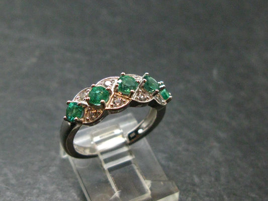 Emerald Faceted Silver Ring from Colombia - 3.05 Grams Total - Size 6