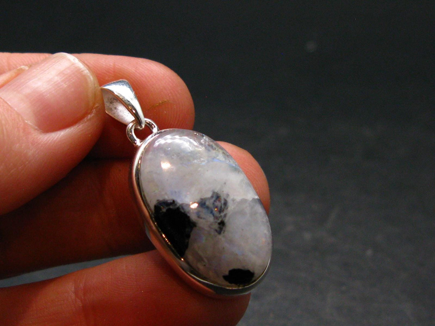 Natural Glow From Inside Moonstone Silver Plated Pendant - 1.3" - 6.31 Grams