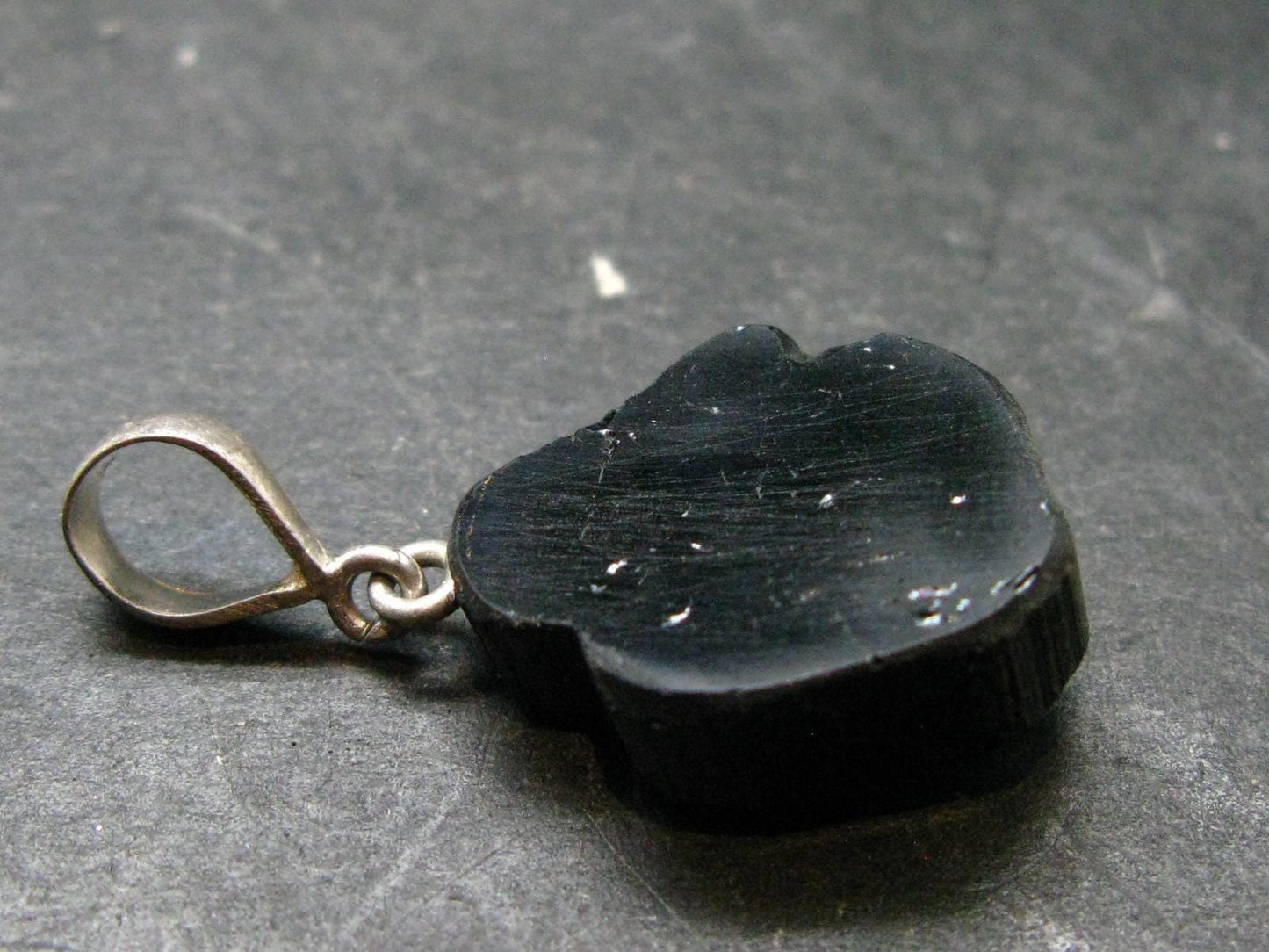 Black Tourmaline Schorl Silver Pendant From Brazil - 1.4" - 5.16 Grams