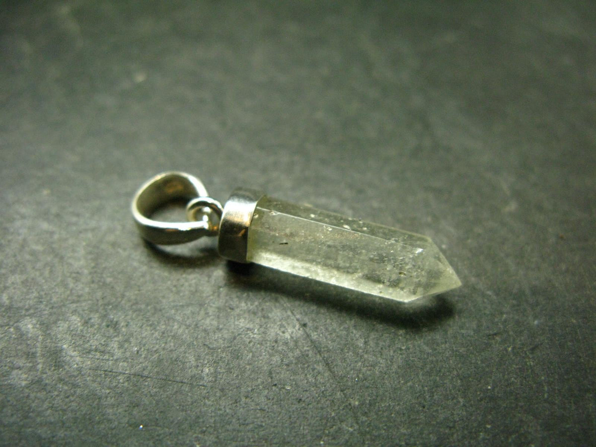 Gem Libyan Desert Glass Tektite Pendant Sterling Silver from Libya - 1.3" - 2.12 Grams