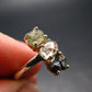 Moldavite Herkimer Meteorite Sterling Silver Ring From Czech Republic - Size 9 - 2.67 Grams
