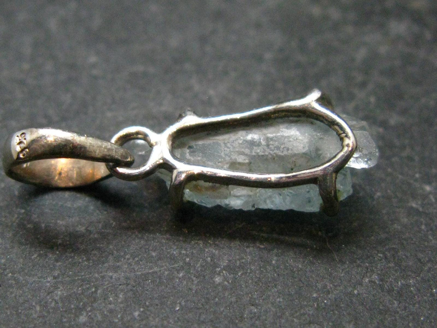 Fantastic Gemmy Aquamarine Crystal Silver Pendant From Brazil - 1.0" - 1.87 Grams