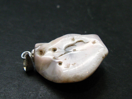 Natrolite Sterling Silver Pendant Necklace From Indonesia - 1.1" - 3.0 Grams