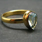 Natural Blue Topaz Sterling Silver Gold Plated Ring - 3.34 Grams - Size 9