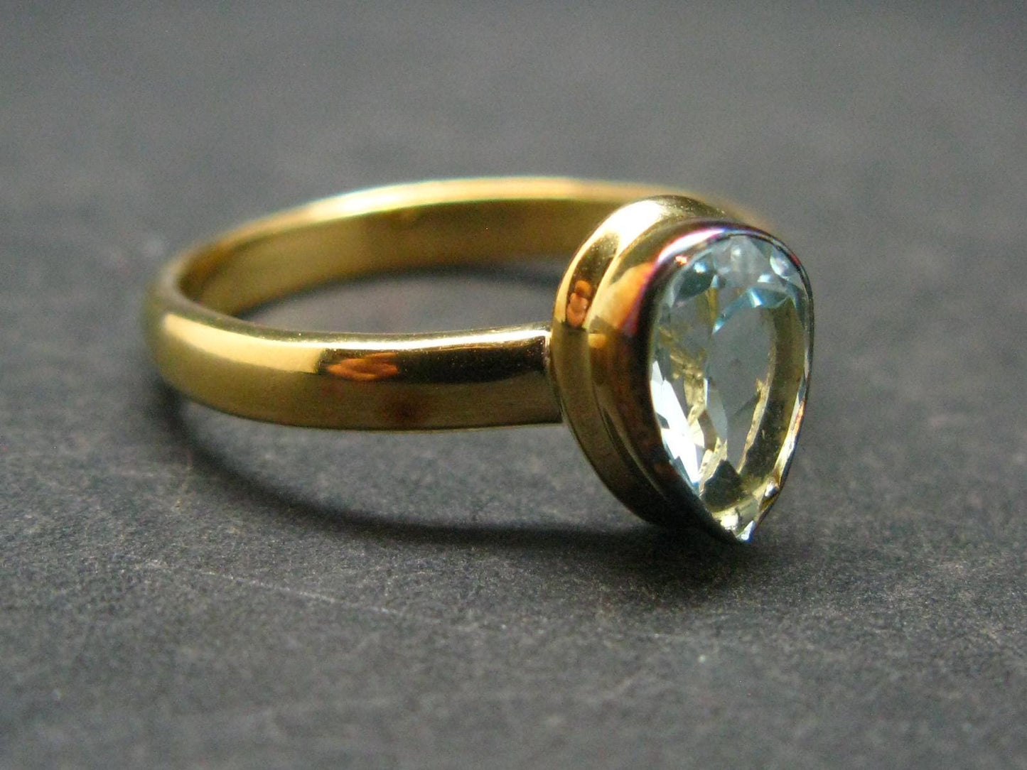 Natural Blue Topaz Sterling Silver Gold Plated Ring - 3.34 Grams - Size 9