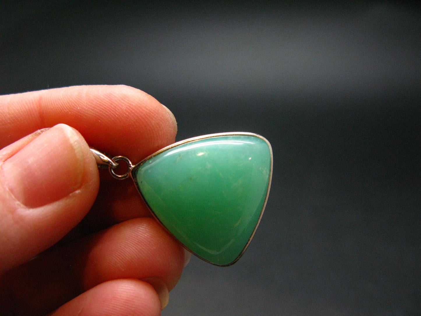 Rich Green Chrysoprase Silver Pendant From Australia - 1.1" - 5.03 Grams