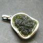 Moldavite Tektite Silver Clover Pendant from Czech Republic - 1.2" - 5.4 Grams