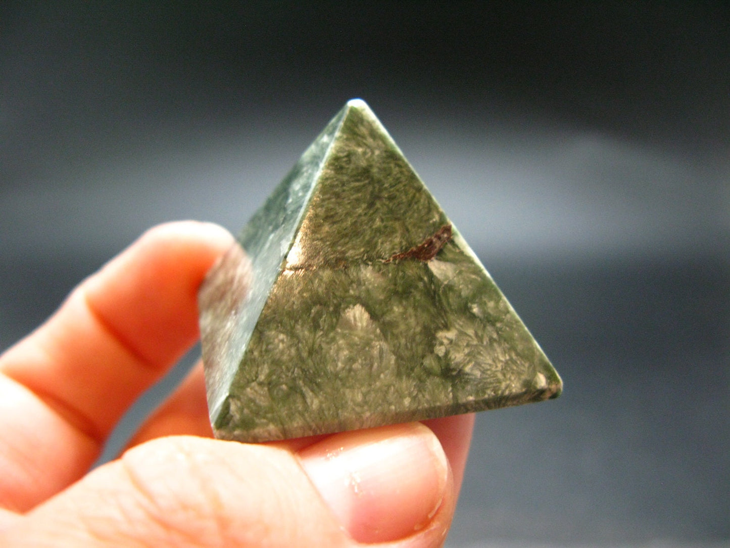 Large Polished Seraphinite Clinochlore Angels Wings Pyramid From Russia - 1.3"