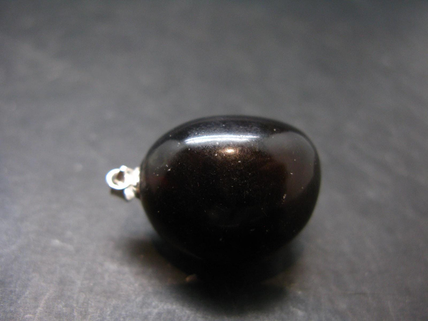 Rare Blue Amber Tumbled Fluorescent Silver Pendant From Indonesia - 1.1" - 4.75 Grams