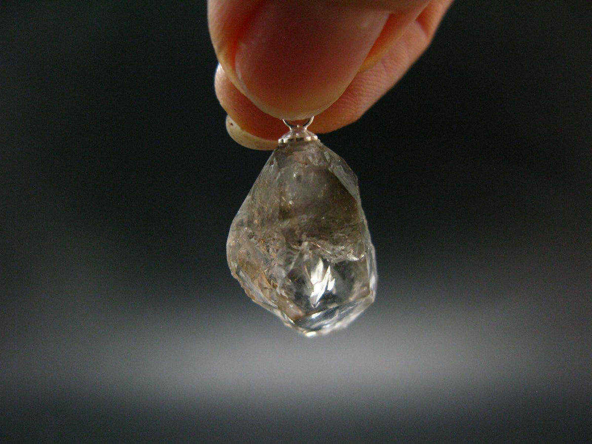 Large DT Elestial Quartz Crystal Silver Pendant From Brazil - 1.1" - 4.32 Grams