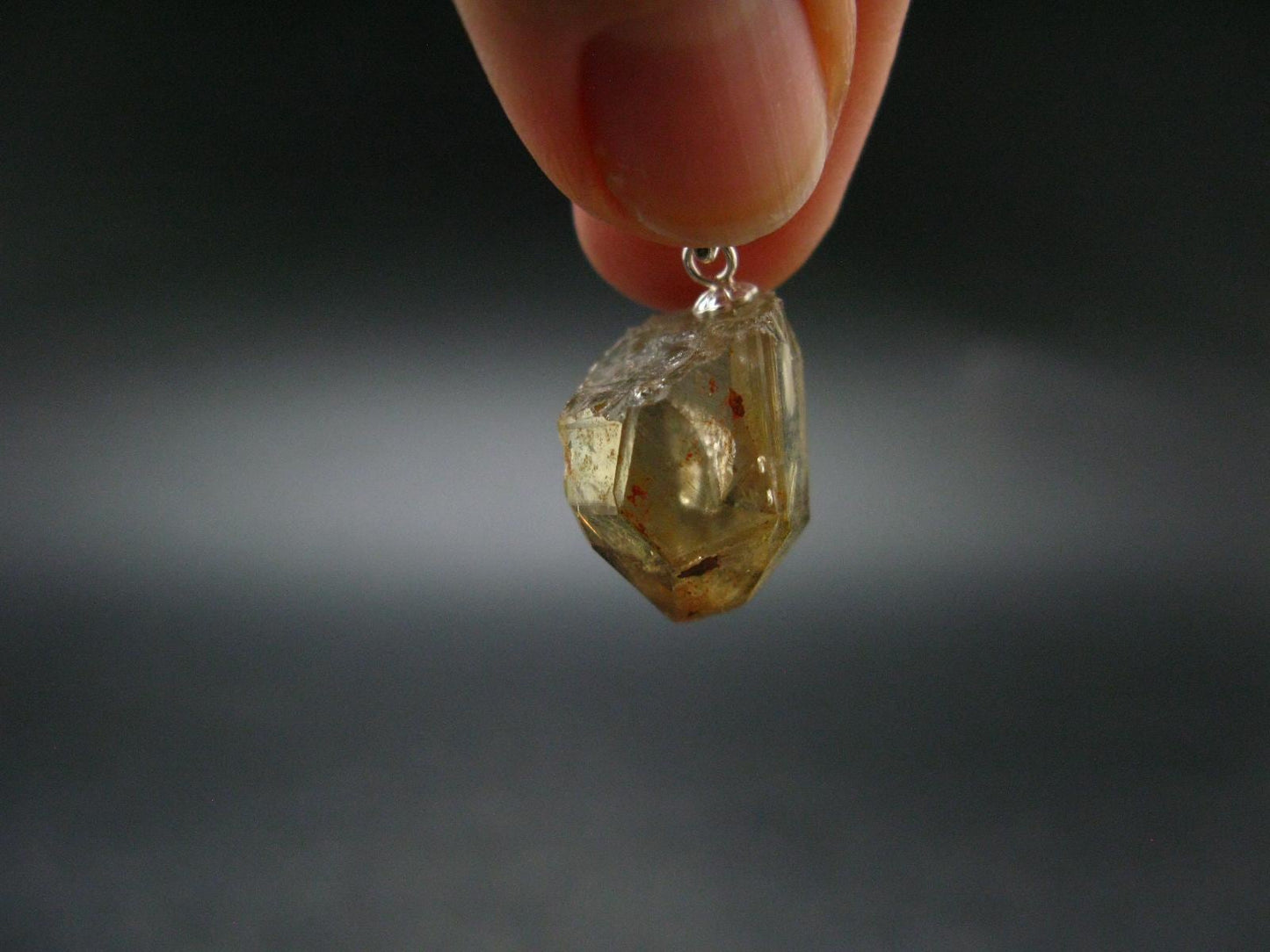 Natural Unheated Citrine Sterling Silver Pendant from Zambia - 0.9" - 3.90 Grams