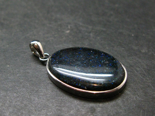 Rare Black Opal Sterling Silver Pendant from Australia - 1.4" - 4.49 Grams