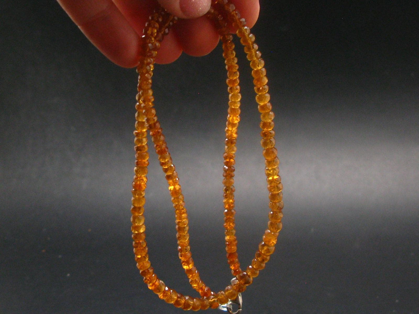Gem Hessonite Orange Garnet Necklace Beads From Canada - 17"