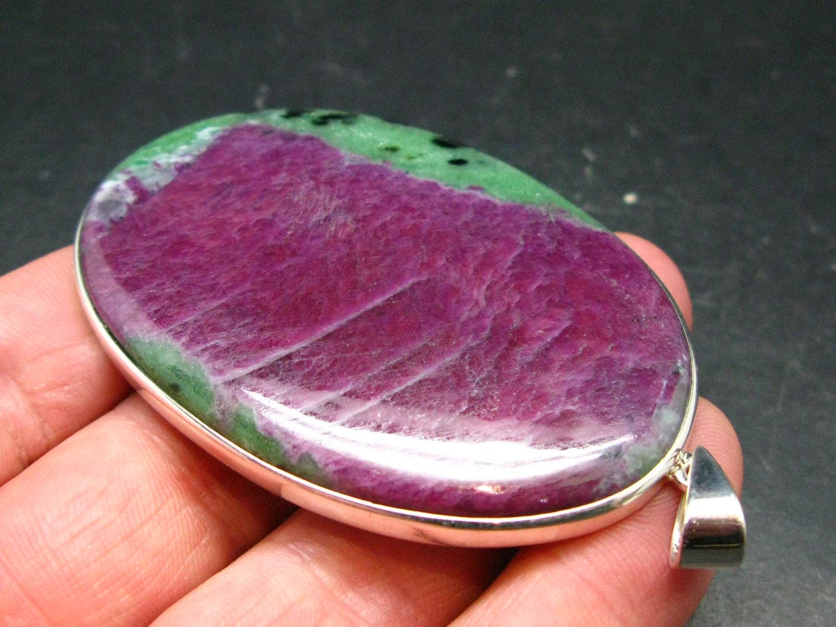 Ruby In Zoisite Silver Pendant from Tanzania - 3.3"